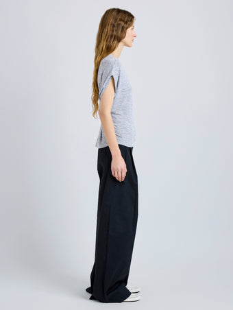 Proenza Schouler Side On Model image of the Reeva Tee in Marled Jersey in Grey Melange