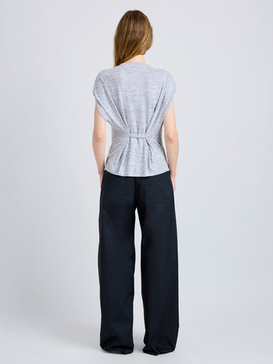 Proenza Schouler Back On Model image of the Reeva Tee in Marled Jersey in Grey Melange