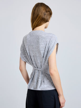 Proenza Schouler Detail image of the Reeva Tee in Marled Jersey in Grey Melange