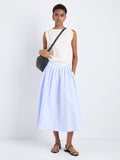 Proenza Schouler Front full length image of model wearing Austin Skirt in Tech Cotton in Sky