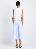 Proenza Schouler Back full length image of model wearing Austin Skirt in Tech Cotton in Sky