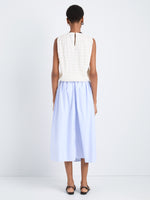 Proenza Schouler Back full length image of model wearing Austin Skirt in Tech Cotton in Sky