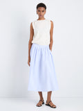 Proenza Schouler Front full length image of model wearing Austin Skirt in Tech Cotton in Sky