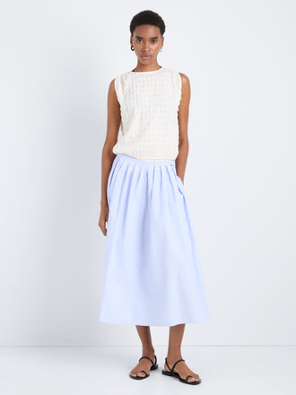 Proenza Schouler Front full length image of model wearing Austin Skirt in Tech Cotton in Sky