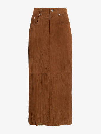 Proenza Schouler Still Life image of Nayah Skirt in Textured Suede in Tobacco