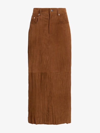 Proenza Schouler Still Life image of Nayah Skirt in Textured Suede in Tobacco