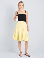 Proenza Schouler Front full length image of model wearing Kyra Skirt in Rumpled Cotton in Straw