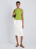 Proenza Schouler Front full length image of model wearing Lori Skirt in Textured Cotton in Off White