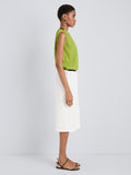 Proenza Schouler Side full length image of model wearing Lori Skirt in Textured Cotton in Off White