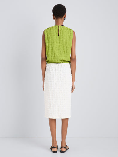 Proenza Schouler Back full length image of model wearing Lori Skirt in Textured Cotton in Off White