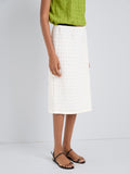 Proenza Schouler Detail image of model wearing Lori Skirt in Textured Cotton in Off White