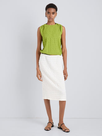 Proenza Schouler Front full length image of model wearing Lori Skirt in Textured Cotton in Off White