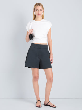 Proenza Schouler Front full length image of model wearing Natalia Short in Outerwear Cotton in Vulcan