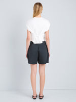 Proenza Schouler Back full length image of model wearing Natalia Short in Outerwear Cotton in Vulcan