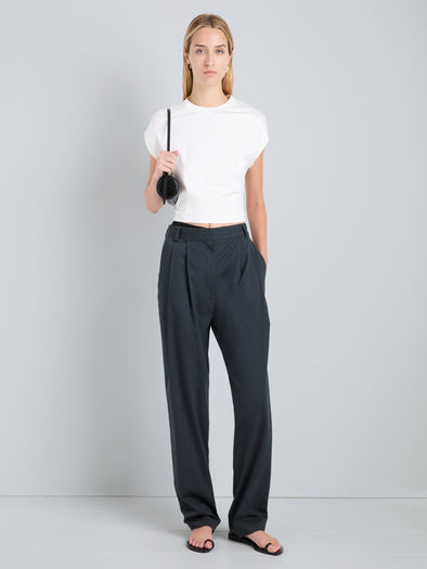 Proenza Schouler Front full length image of model wearing Taya Pant in Outerwear Cotton in Vulcan