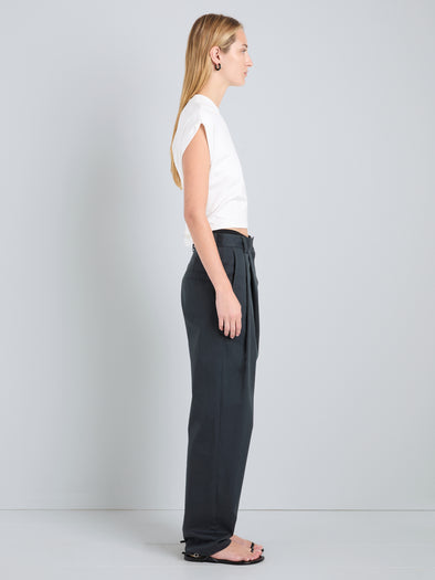 Proenza Schouler Side full length image of model wearing Taya Pant in Outerwear Cotton in Vulcan