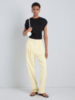Proenza Schouler Front full length image of model wearing Taya Pant in Outerwear Cotton in Straw