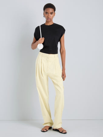 Proenza Schouler Front full length image of model wearing Taya Pant in Outerwear Cotton in Straw