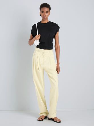 Proenza Schouler Front full length image of model wearing Taya Pant in Outerwear Cotton in Straw
