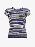 Proenza Schouler Still Life image of Veya Knit Tee in Linen Dry Rib in Navy Multi