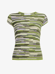 Proenza Schouler Still Life image of Veya Knit Tee in Linen Dry Rib in Apple Multi