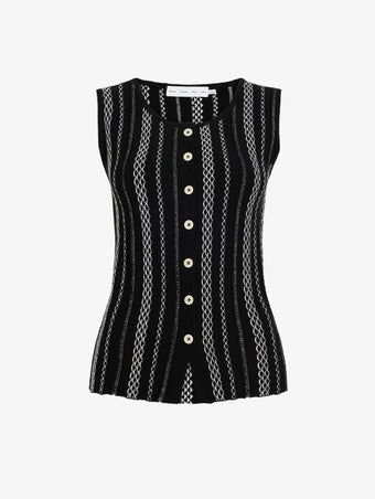 Proenza Schouler Still Life image of Alyna Vest in Textured Knit in BlackWhite