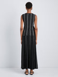 Proenza Schouler Back full length image of model wearing Alyna Vest in Textured Knit in BlackWhite