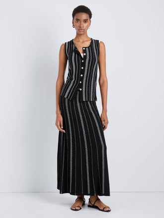 Proenza Schouler Front full length image of model wearing Alyna Vest in Textured Knit in BlackWhite