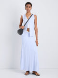 Proenza Schouler Front full length image of model wearing Alyna Vest in Textured Knit in SkyWhite