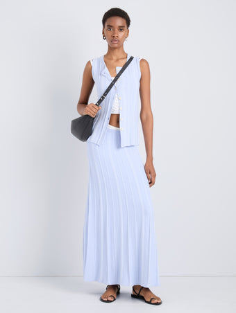 Proenza Schouler Front full length image of model wearing Alyna Vest in Textured Knit in SkyWhite