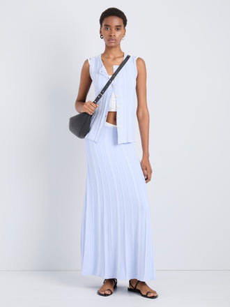 Proenza Schouler Front full length image of model wearing Alyna Vest in Textured Knit in SkyWhite