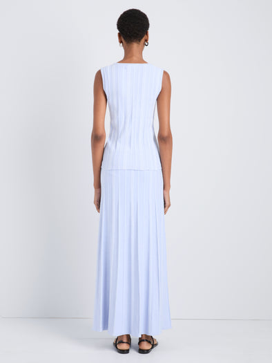 Proenza Schouler Back full length image of model wearing Alyna Vest in Textured Knit in SkyWhite