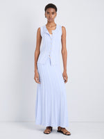 Proenza Schouler Front full length image of model wearing Alyna Vest in Textured Knit in Sky/White