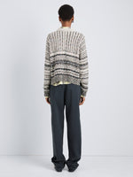 Proenza Schouler Back full length image of model wearing Ivara Sweater in Space Dye in VulcanOff White