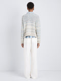 Proenza Schouler Back full length image of model wearing Ivara Sweater in Space Dye in HazeOff White