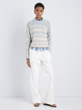 Proenza Schouler Front full length image of model wearing Ivara Sweater in Space Dye in Haze/Off White