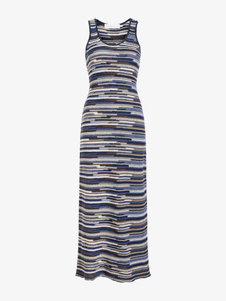 Proenza Schouler Still Life image of Zinah Knit Dress in Linen Dry Rib in Navy Multi