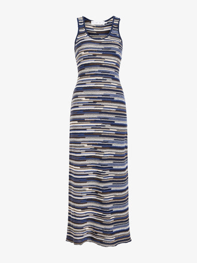 Proenza Schouler Still Life image of Zinah Knit Dress in Linen Dry Rib in Navy Multi