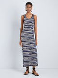 Proenza Schouler Front full length image of model wearing Noelani Dress in Soft Jersey in Straw Multi