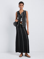 Proenza Schouler Front full length image of model wearing Morena Skirt in Textured Knit in BlackWhite