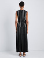 Proenza Schouler Back full length image of model wearing Morena Skirt in Textured Knit in BlackWhite