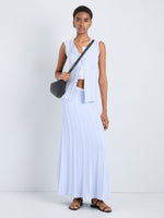 Proenza Schouler Front full length image of model wearing Morena Skirt in Textured Knit in SkyWhite