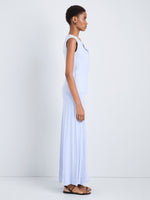 Proenza Schouler Side full length image of model wearing Morena Skirt in Textured Knit in SkyWhite