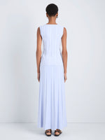 Proenza Schouler Back full length image of model wearing Morena Skirt in Textured Knit in SkyWhite