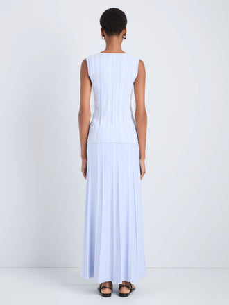Proenza Schouler Back full length image of model wearing Morena Skirt in Textured Knit in SkyWhite