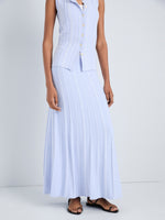 Proenza Schouler Detail image of model wearing Morena Skirt in Textured Knit in SkyWhite