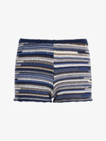 Proenza Schouler Still Life image of Jenna Knit Shorts in Linen Dry Rib in Navy Multi