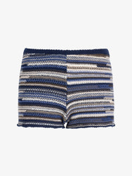 Proenza Schouler Still Life image of Jenna Knit Shorts in Linen Dry Rib in Navy Multi