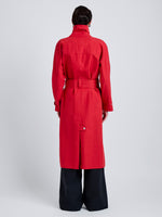 Proenza Schouler Back full length image of model wearing Corey Trench in Washed Cotton in Brick