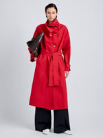 Proenza Schouler Front full length image of model wearing Corey Trench in Washed Cotton in Brick